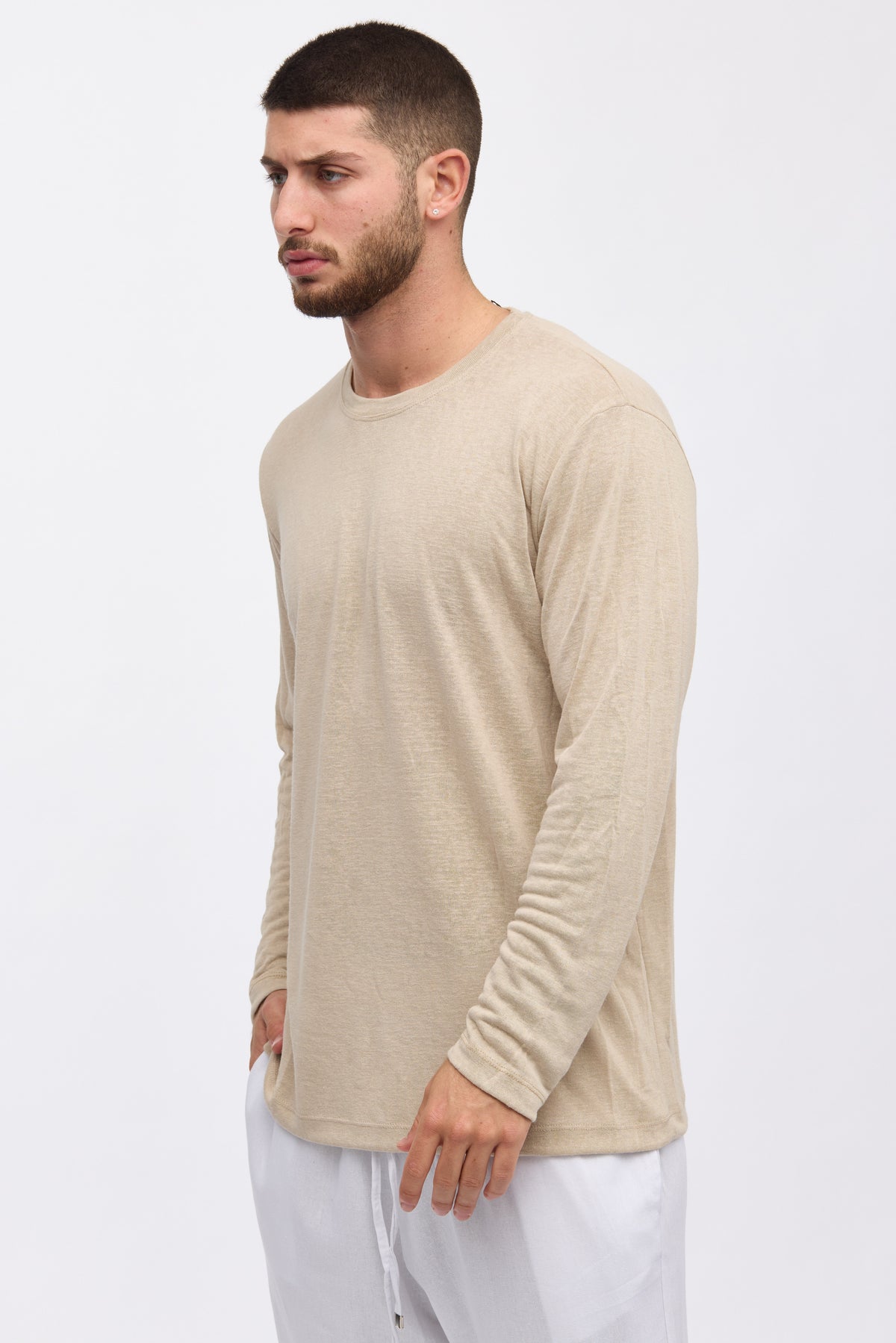 Crew Milano Relaxed Linen Long Sleeve T-Shirt