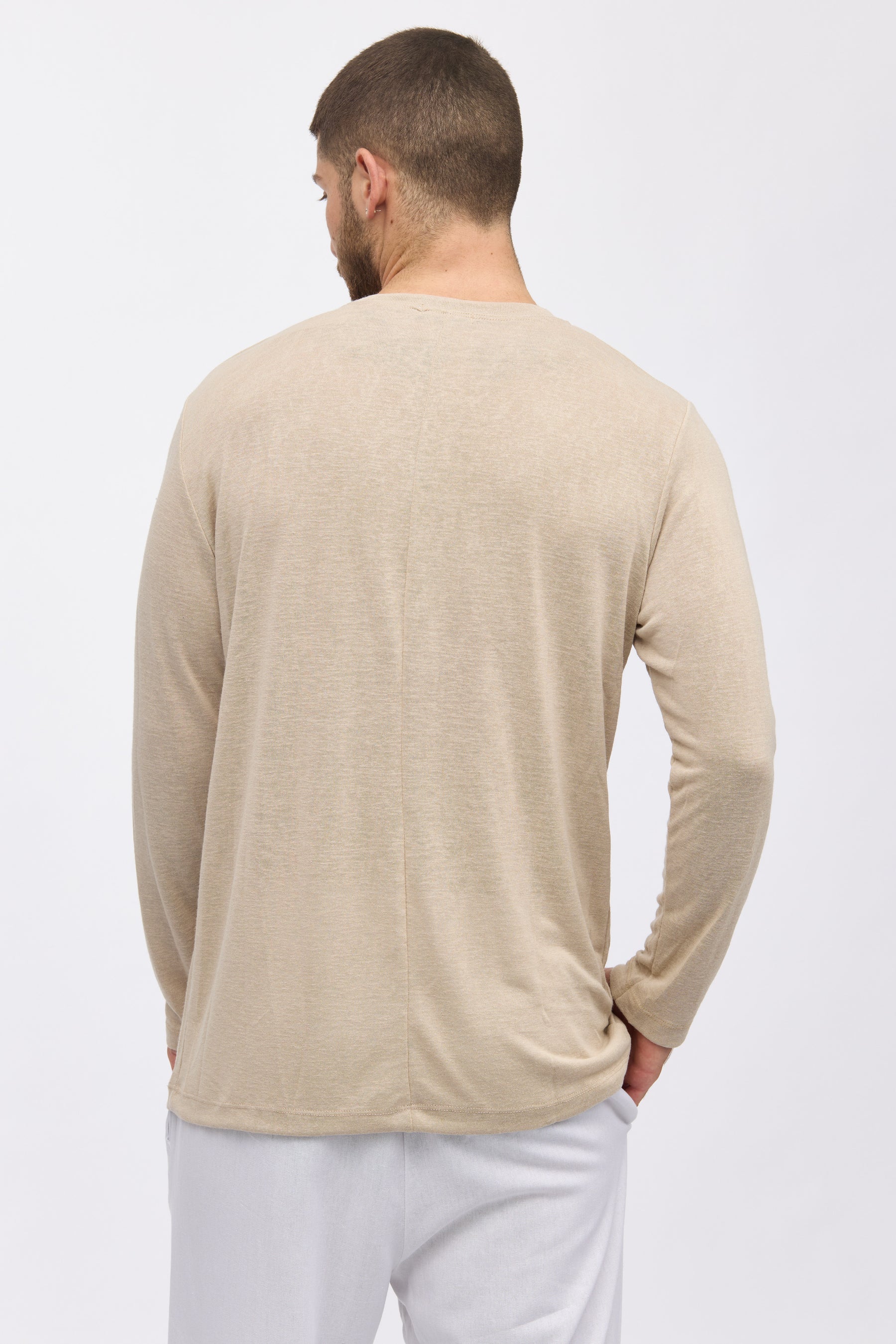 Crew Milano Relaxed Linen Long Sleeve T-Shirt