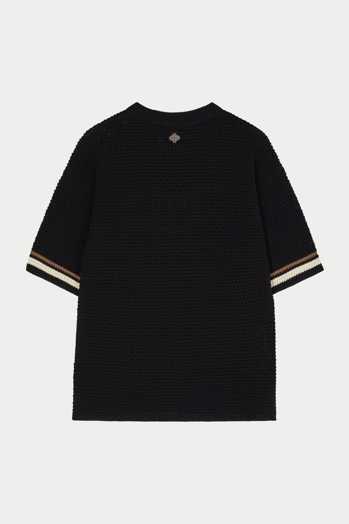 The Couture Club Crochet Knitted Stripe T-Shirt