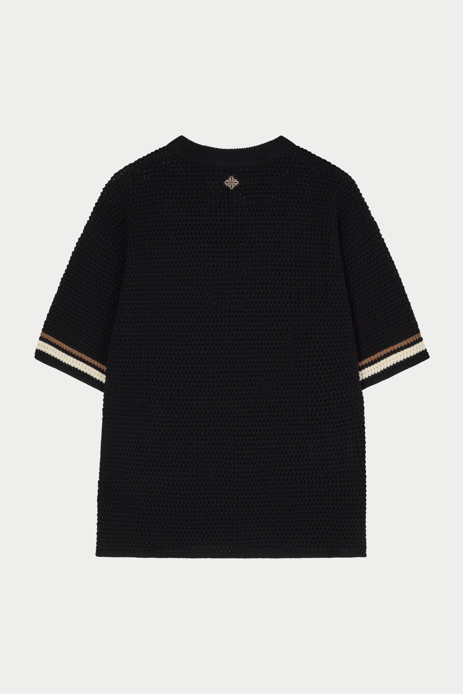 The Couture Club Crochet Knitted Stripe T-Shirt