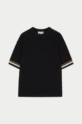 The Couture Club Crochet Knitted Stripe T-Shirt
