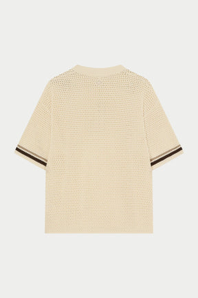 The Couture Club Crochet Knitted Stripe T-Shirt