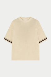 The Couture Club Crochet Knitted Stripe T-Shirt