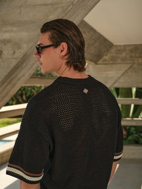 The Couture Club Crochet Knitted Stripe T-Shirt