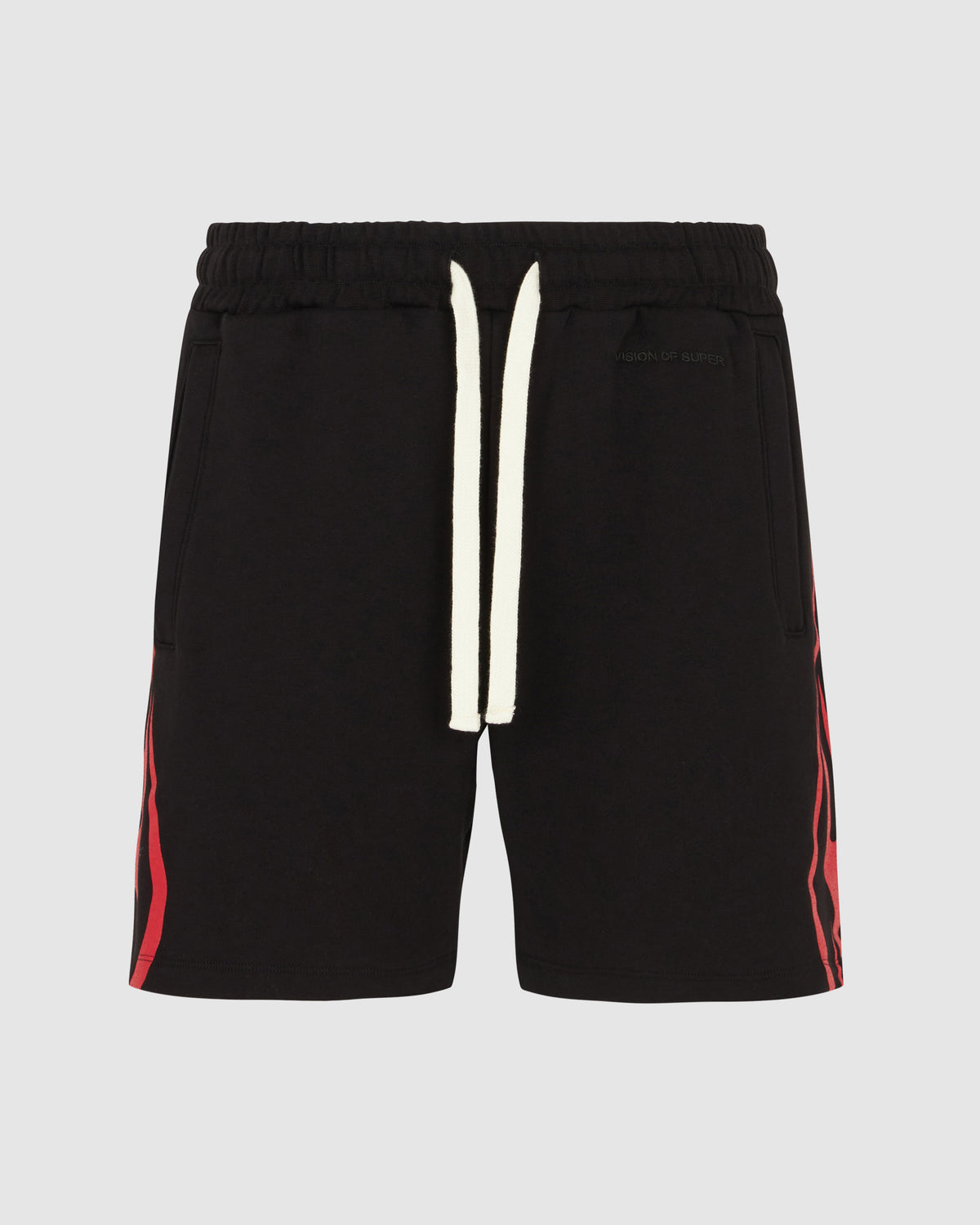 VISION OF SUPER BLACK SHORTS WITH RED TRIBAL FLAMES