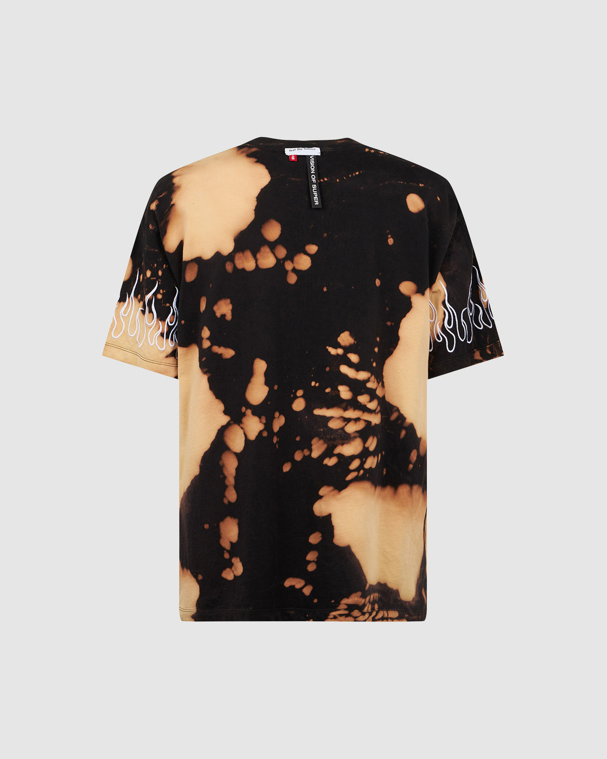 VISION OF SUPER BLACK TIE DYE T-SHIRT WITH EMBROIDERY FLAMES
