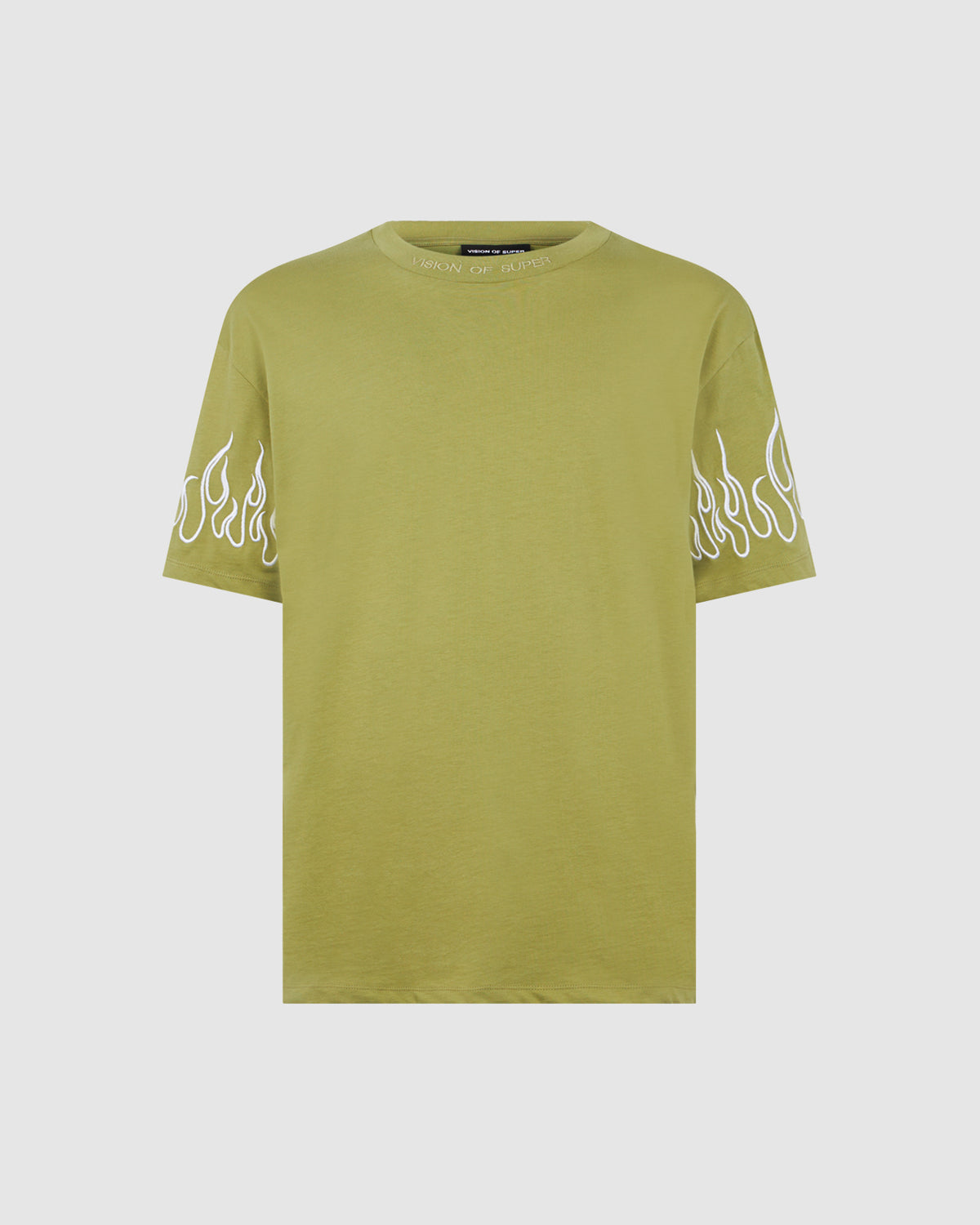 VISION OF SUPER GREEN T-SHIRT WITH EMBROIDERY FLAME