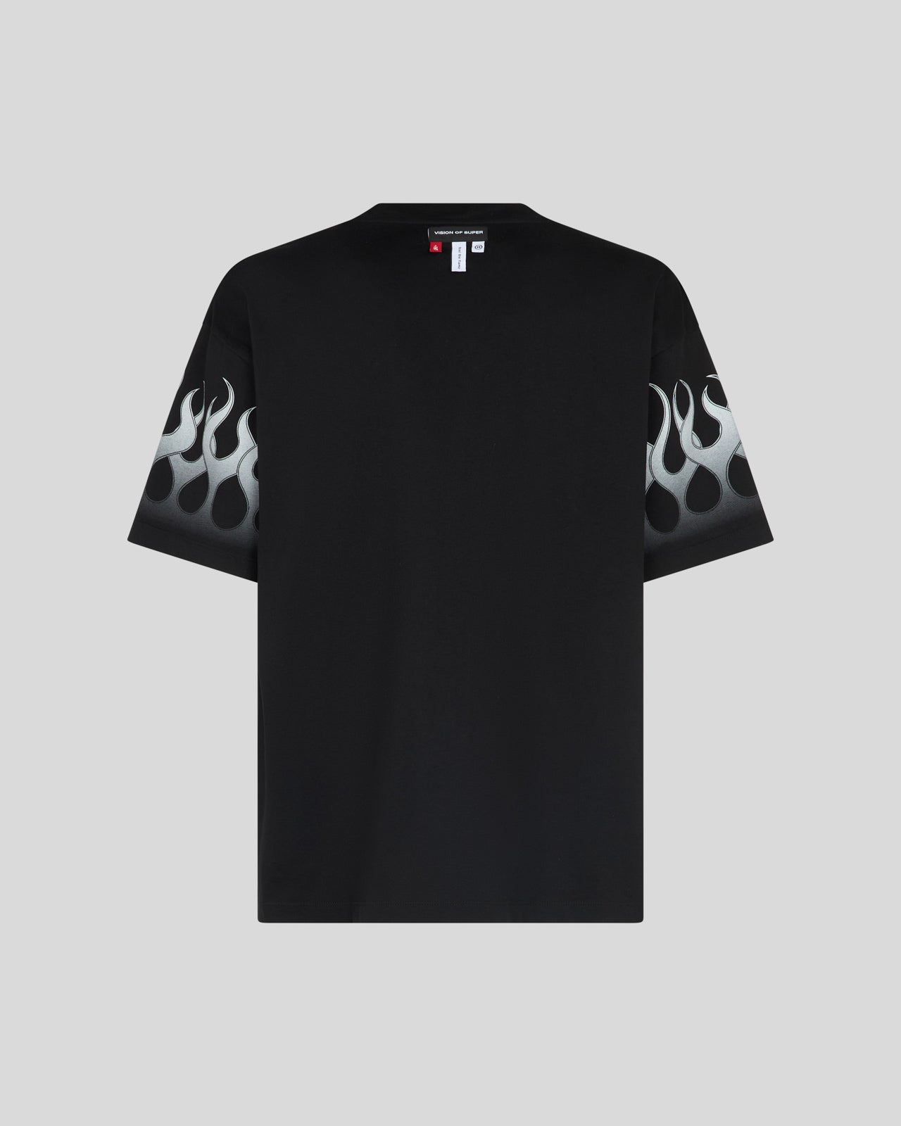 VISION OF SUPER BLACK TSHIRT WITH WHITE RACING FLAMES
