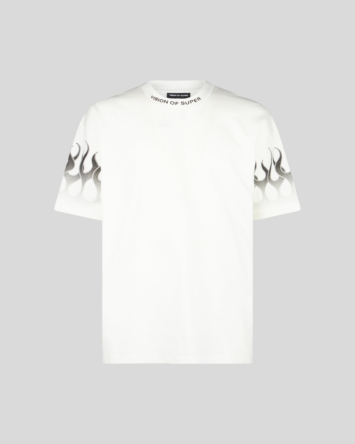 VISION OF SUPER WHITE TSHIRT WITH BLACK RACING FLAMES