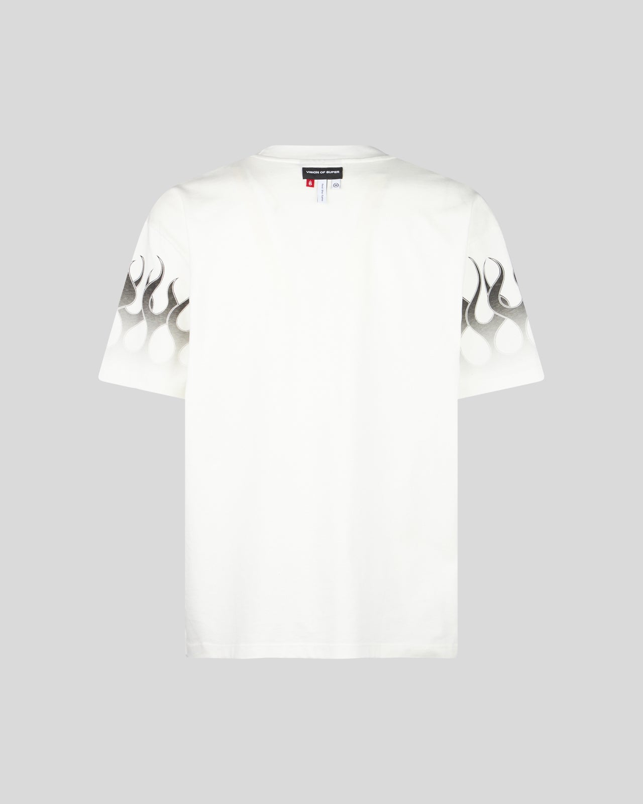 VISION OF SUPER WHITE TSHIRT WITH BLACK RACING FLAMES