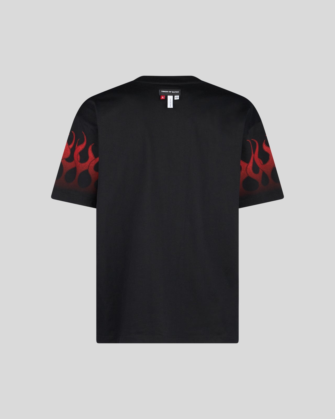 VISION OF SUPER BLACK TSHIRT WITH RED RACING FLAMES