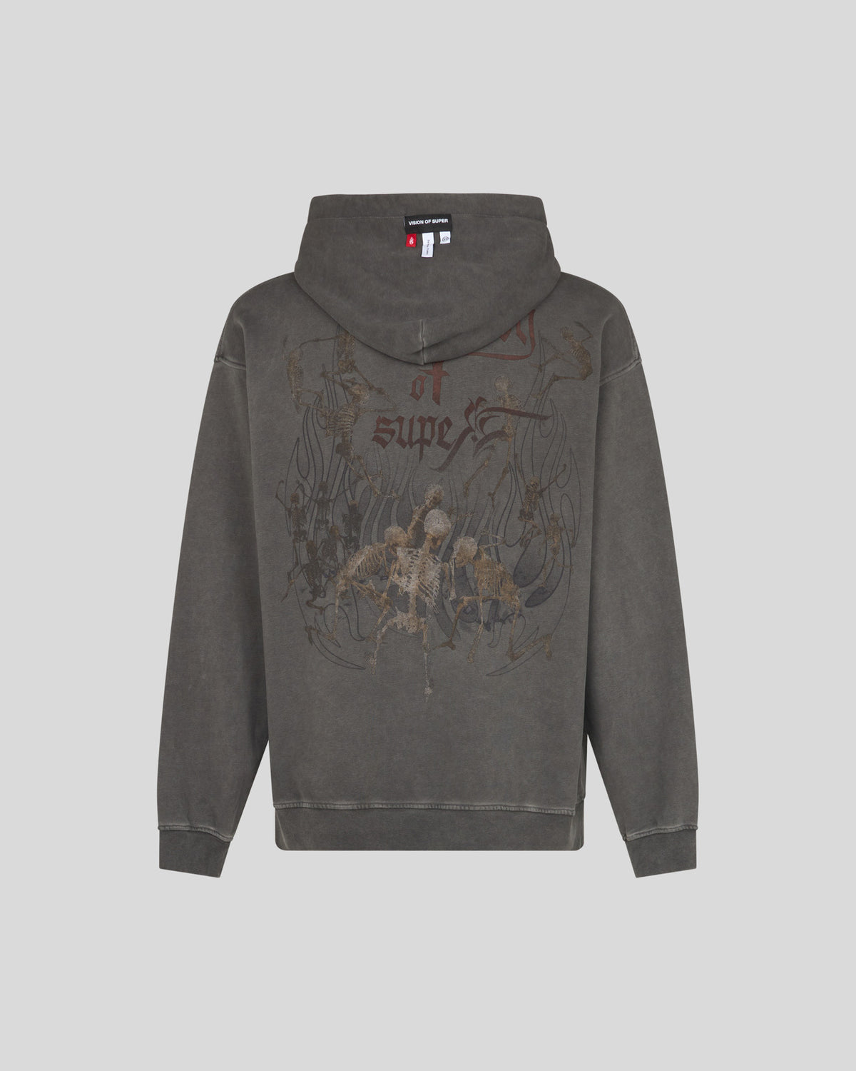 VISION OF SUPER STONEWASH HOODIE WITH ROCK SKULL GRAPHIC