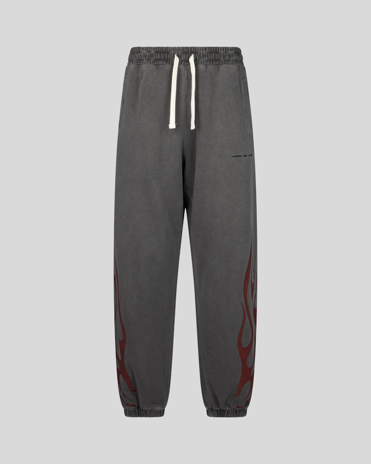 VISION OF SUPER STONEWASH PANTS WITH TRIBAL RED FLAMES