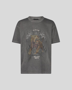 VISION OF SUPER STONE WASH TSHIRT WITH TIGER ROCK PRINT