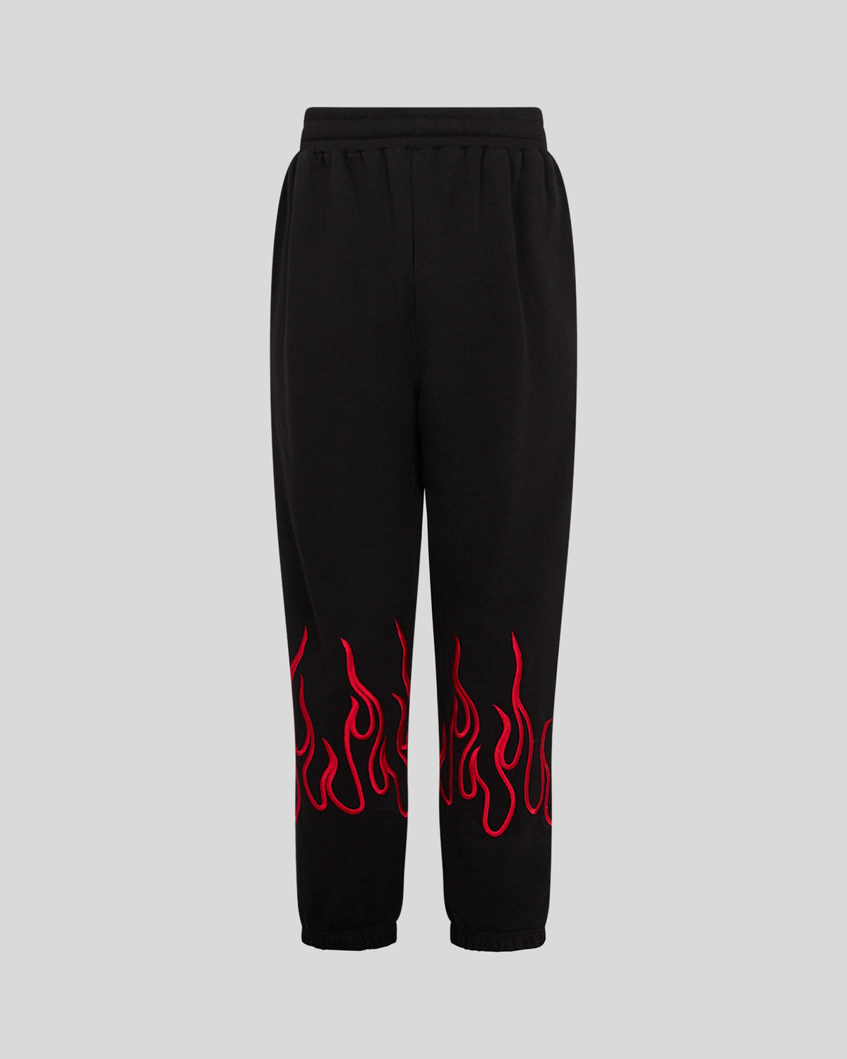 VISION OF SUPER BLACK PANTS WITH RED EMBROIDERED FLAMES