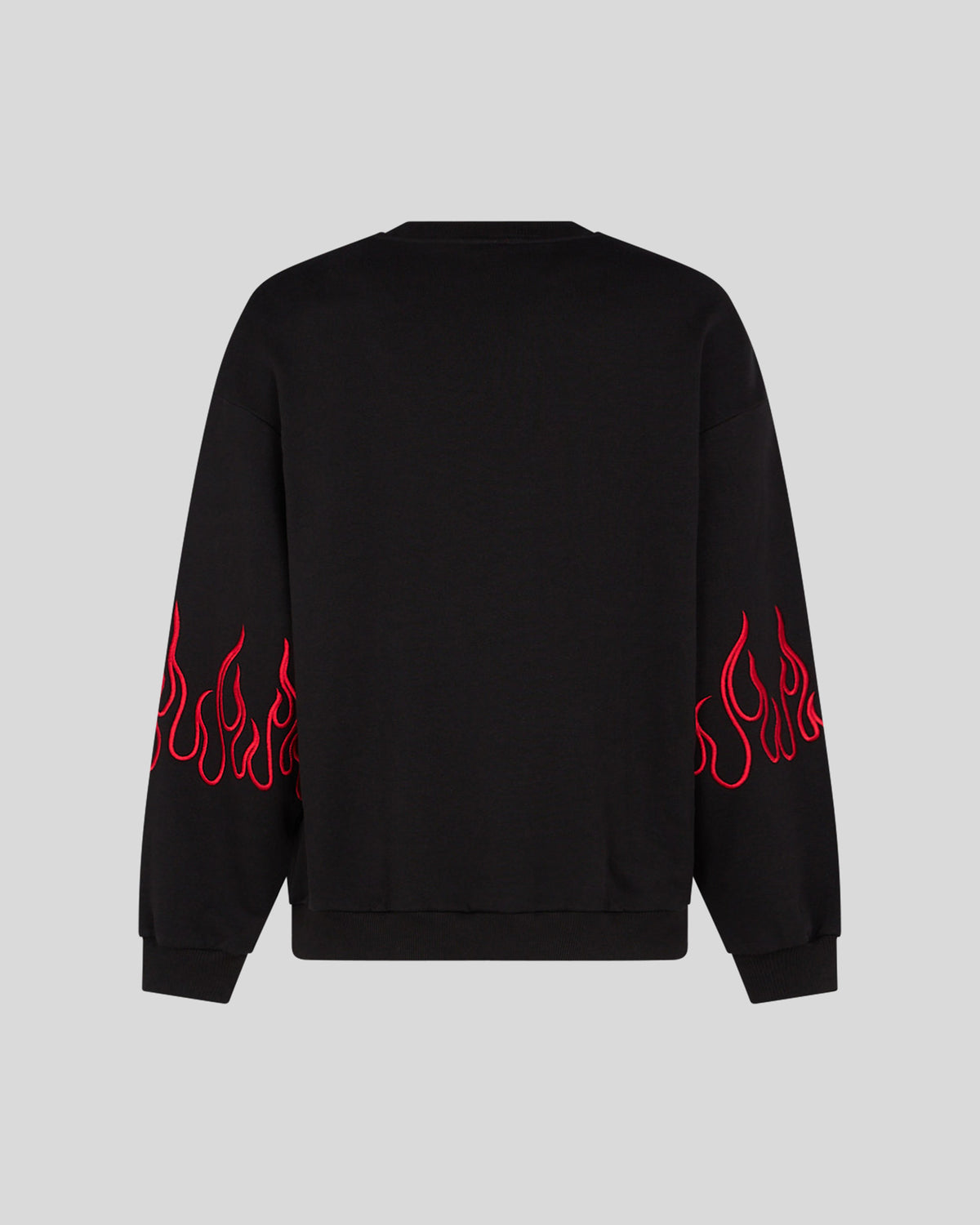 VISION OF SUPER BLACK CREWNECK WITH RED EMBROIDERED FLAMES