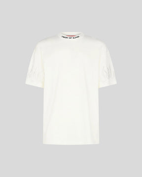 VISION OF SUPER WHITE TSHIRT WITH WHITE EMBROIDERED FLAMES