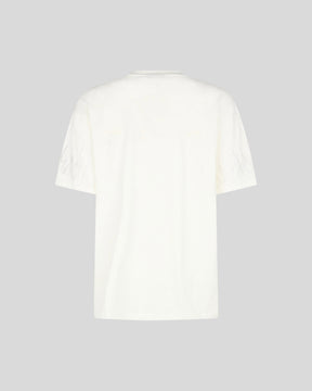 VISION OF SUPER WHITE TSHIRT WITH WHITE EMBROIDERED FLAMES