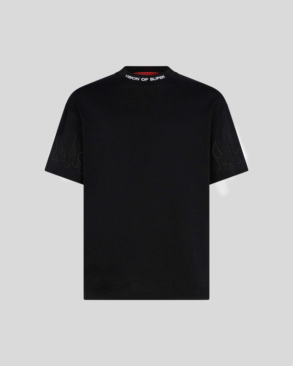 VISION OF SUPER BLACK T-SHIRT WITH BLACK FLAMES