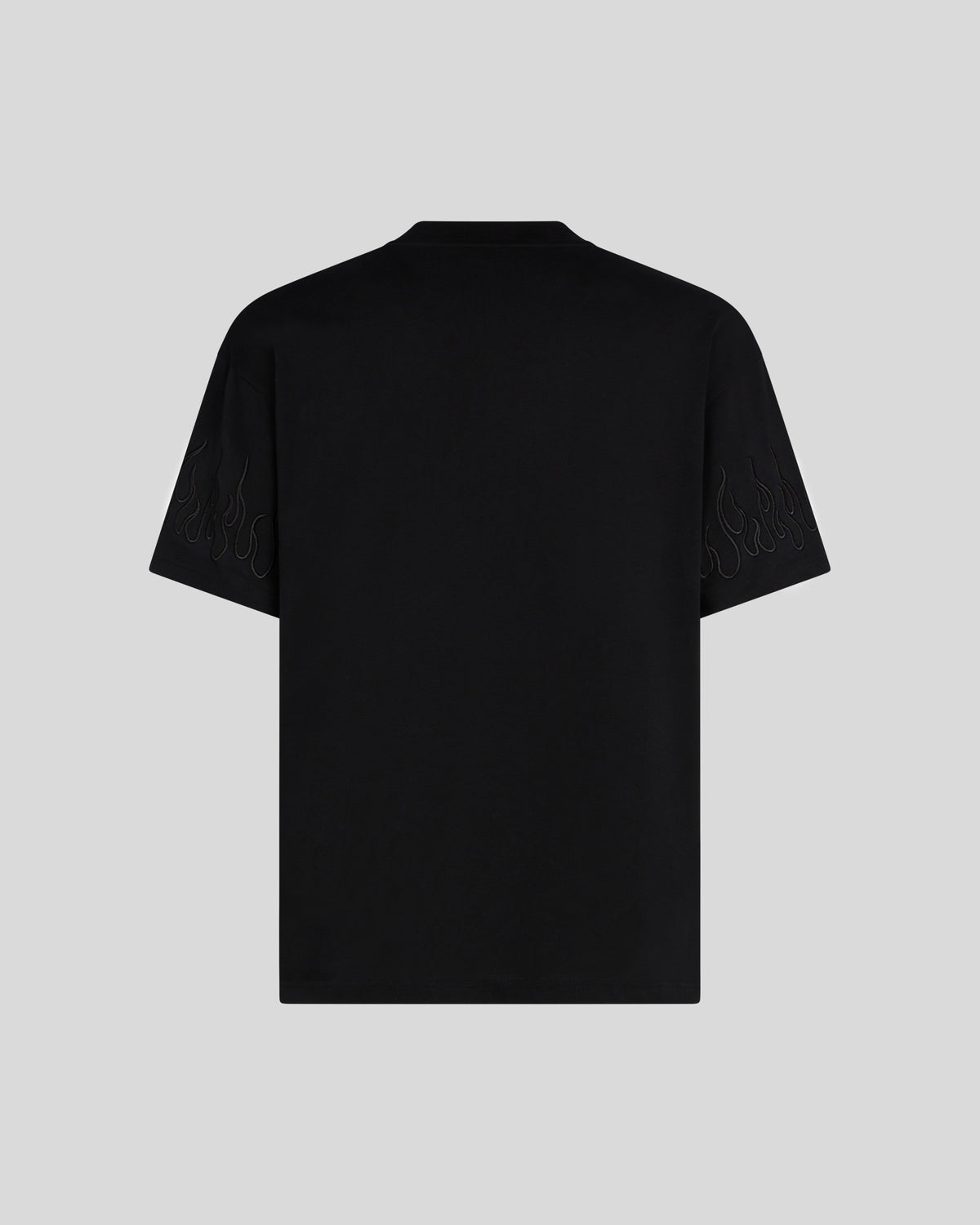 VISION OF SUPER BLACK T-SHIRT WITH BLACK FLAMES