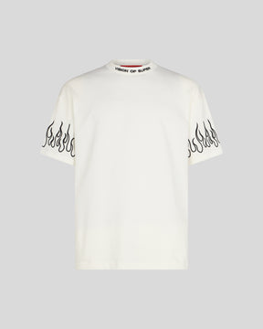 VISION OF SUPER WHITE T-SHIRT WITH BLACK FLAMES
