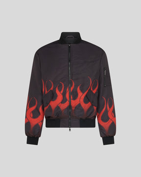 VISION OF SUPER BLACK BOMBER WITH RED PRINT FLAMES