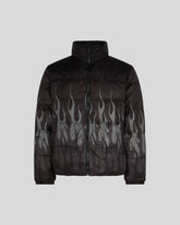 VISION OF SUPER BLACK PUFFY JACKET WITH BLACK FLAMES