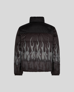 VISION OF SUPER BLACK PUFFY JACKET WITH BLACK FLAMES