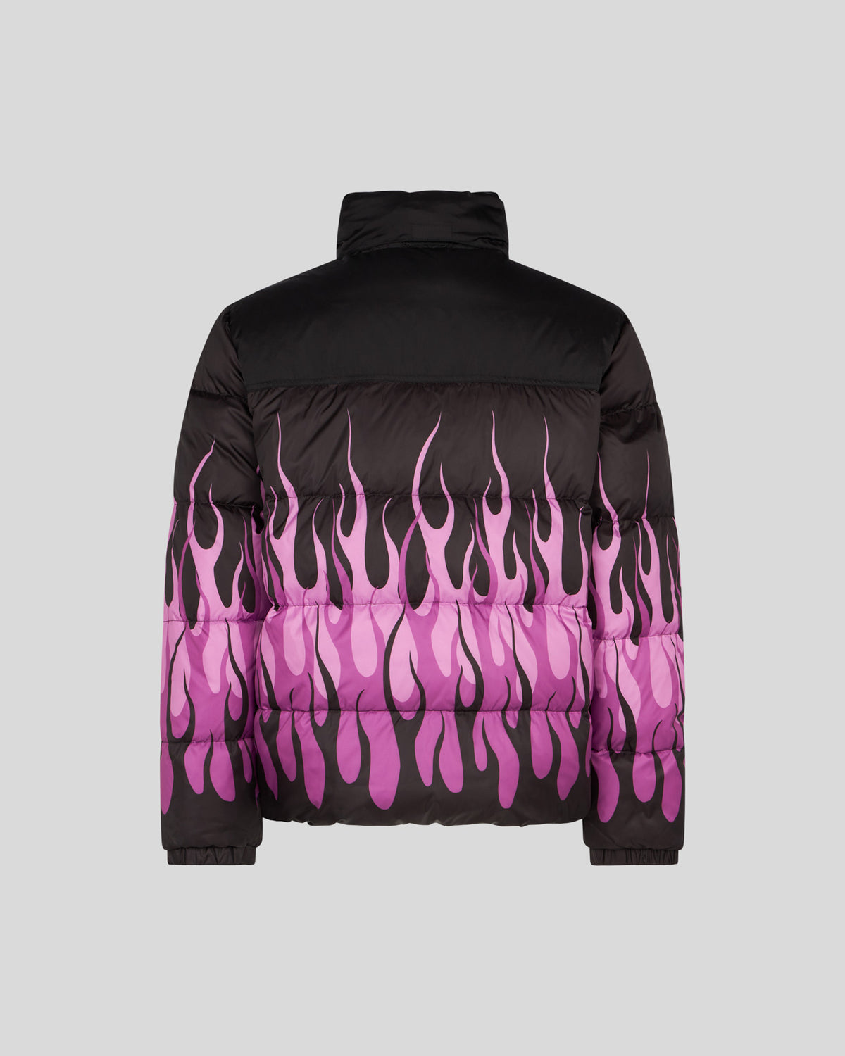 VISION OF SUPER BLACK PUFFY JACKET WITH PINK FLAMES