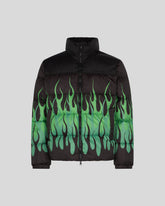 VISION OF SUPER BLACK JACKET WITH GREEN FLAMES