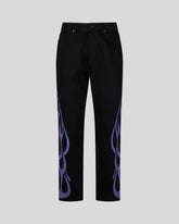 VISION OF SUPER BLACK JEANS WITH PURPLE FLAMES