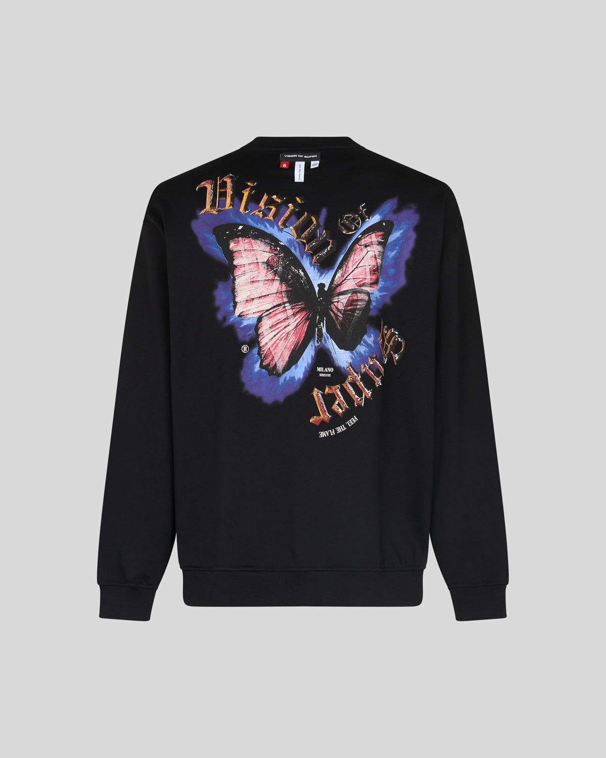 VISION OF SUPER BLACK CREWNECK WITH BUTTERFLY PRINT