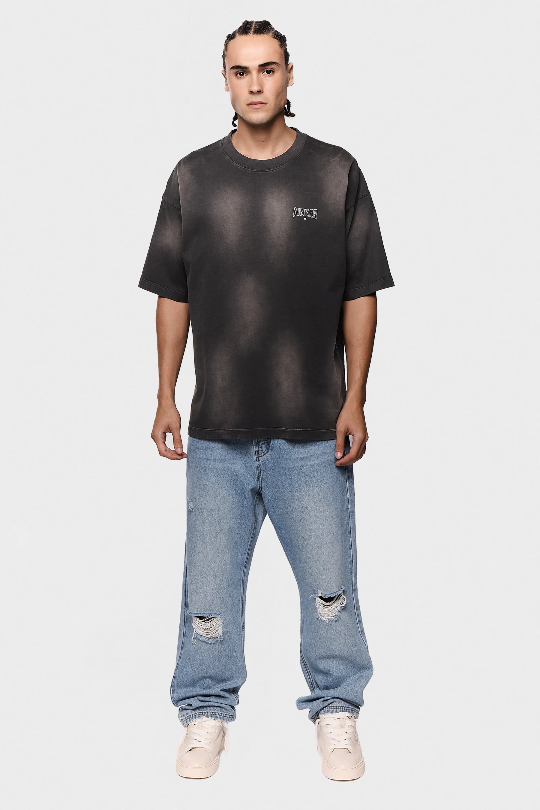 Ainker Cotton Wash 717 Gray T-Shirt