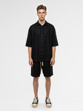 CREW Milano "Mykonos" Linen Set Shirt/Pants Black