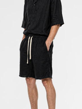 CREW Milano "Mykonos" Linen Set Shirt/Pants Black