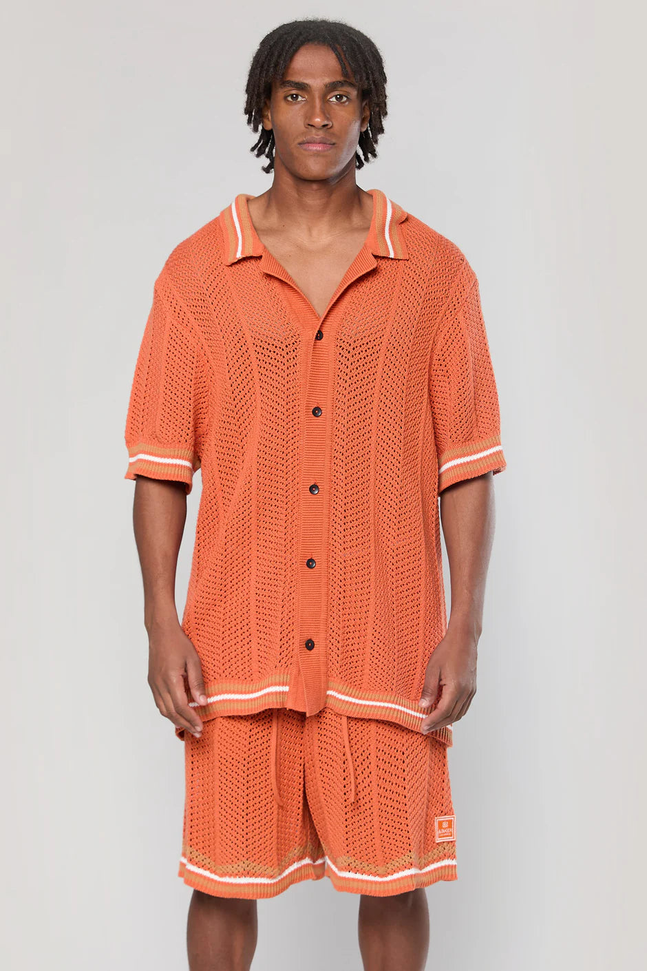 Ainker 802 Terracotta Knit Button Shirt