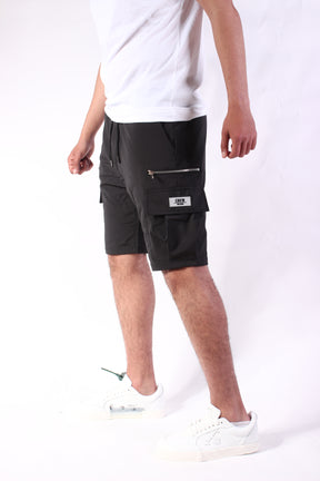 CREW Black Short Cargo Pants Zipper Wide Pocket