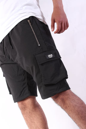 Crew Black Short Cargo Pants Zipper Long Pocket