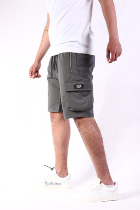 CREW Dark Grey Short Cargo Pants Zipper Long Pocket