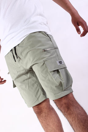 CREW Green Mint Short Cargo Pants Zipper Wide Pocket