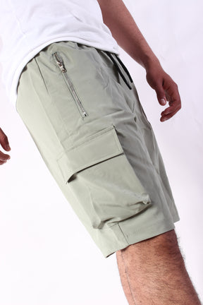 CREW Green Mint Short Cargo Pants Zipper Long Pocket