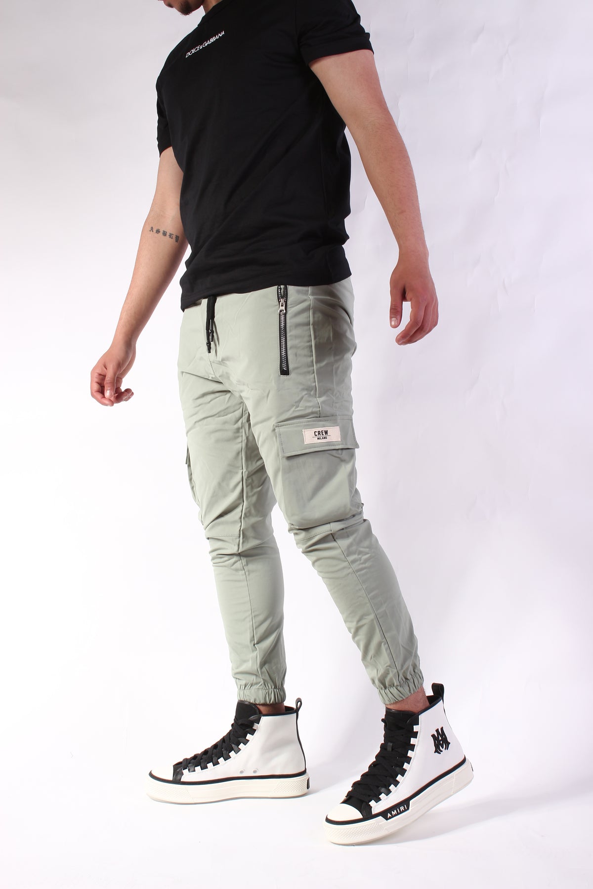 CREW Mint Green Cargo Pants Zipper Rubber