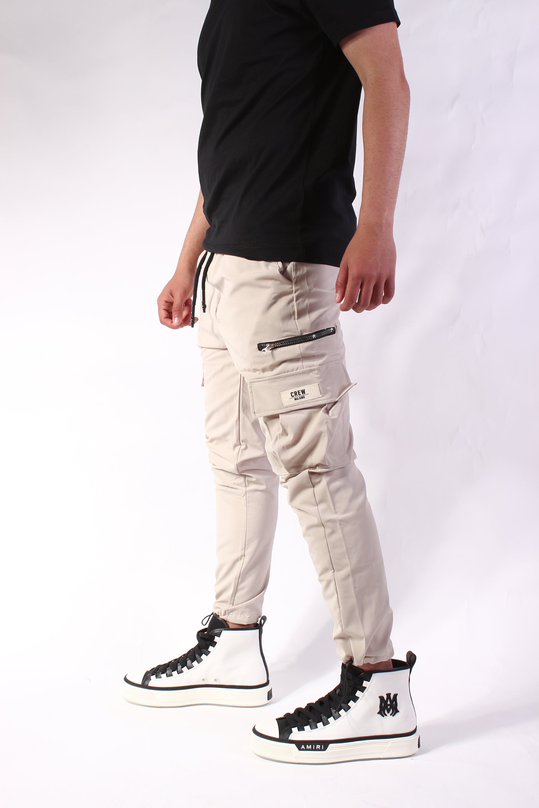 CREW Beige Cargo Pants Zipper Lace