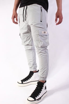 CREW Light Gray Cargo Pants Zipper Rubber