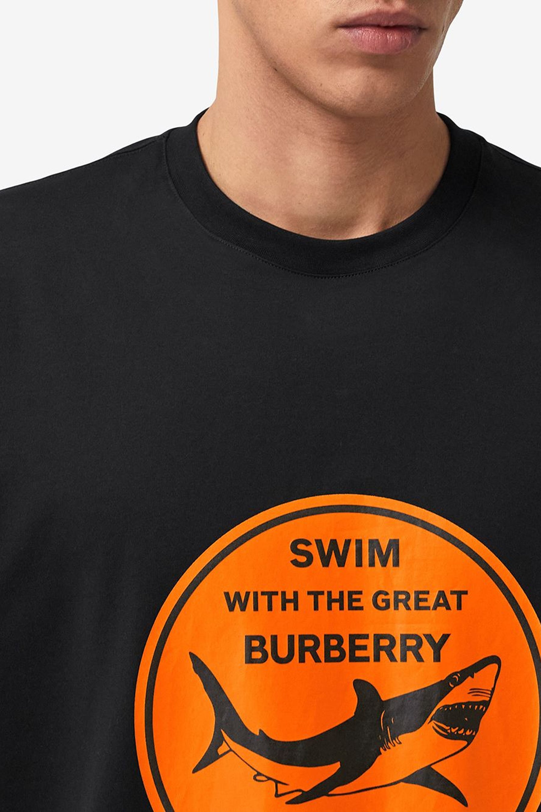 Burberry Black Oversized Orange Logo T-Shirt