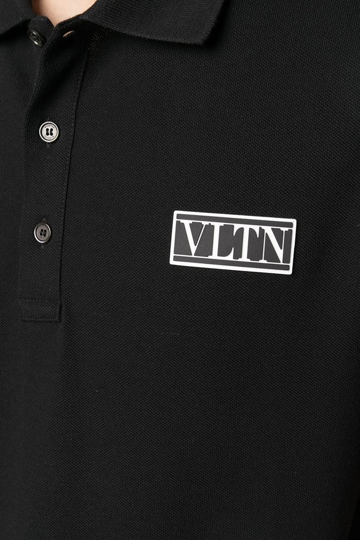 Valentino Black Logo Patch Polo Shirt