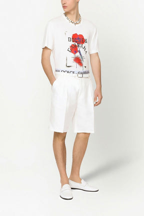 Dolce & Gabbana floral logo-print cotton T-shirt