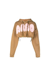 BARROW logo-print cropped hoodie brown