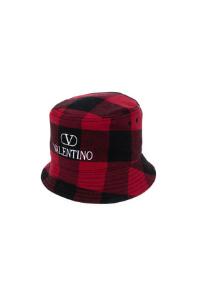 Valentino logo-embroidered checked bucket hat
