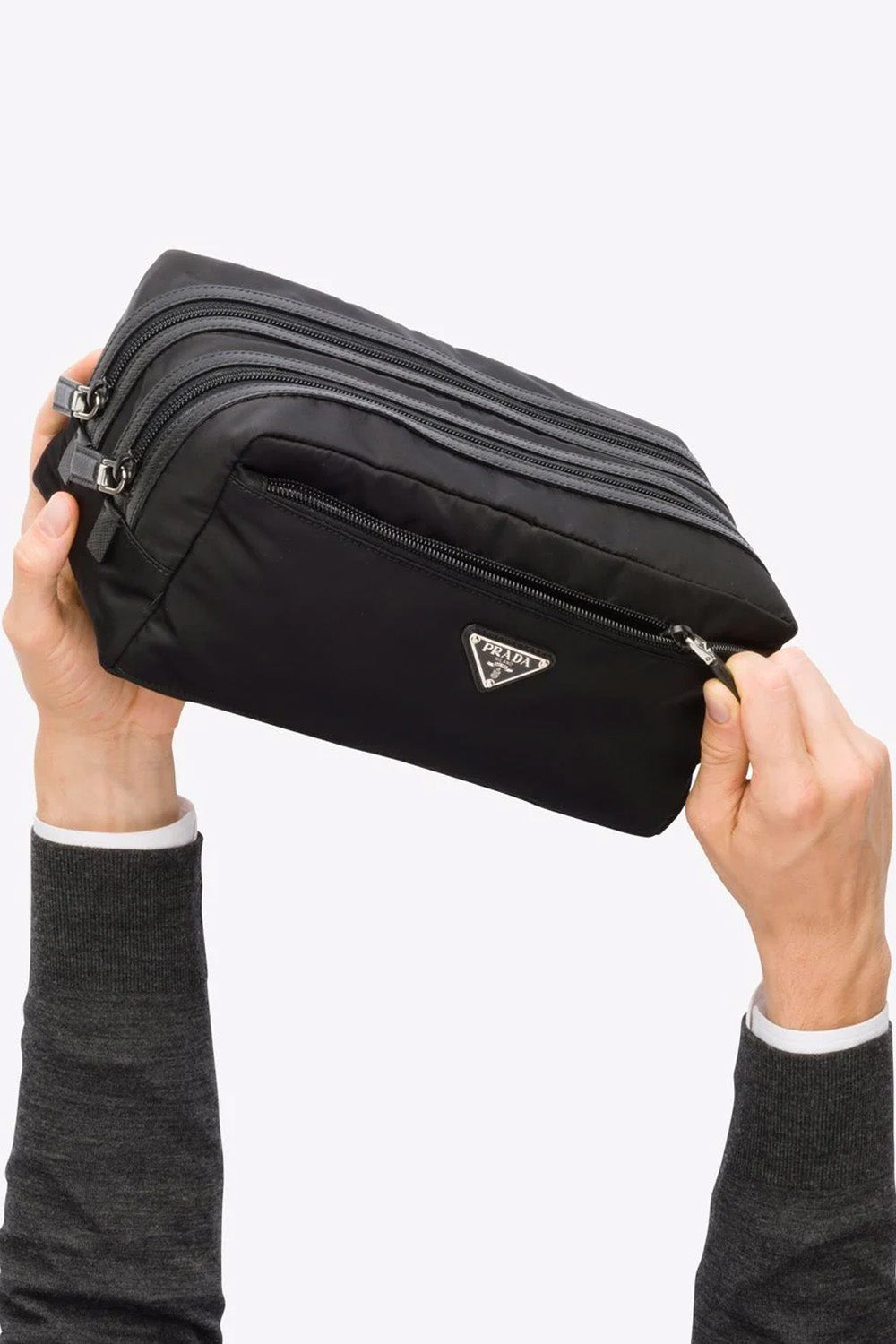 Prada Nylon and leather travel pouch